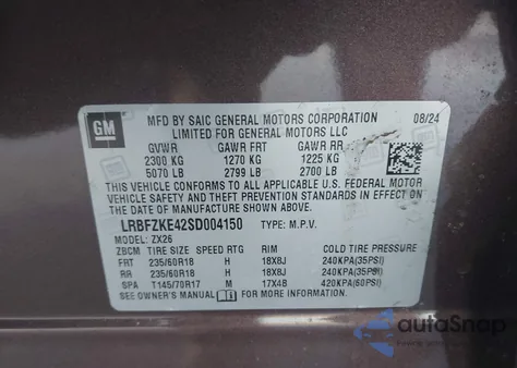 2025 Buick Envision Preferred Awd from USA, damaged, VIN LRBFZKE42SD004150